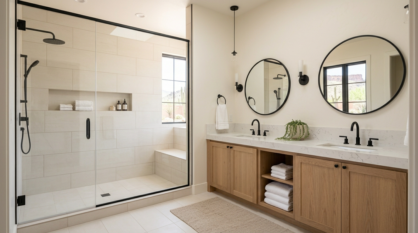 Bright, updated bathroom with modern finishes